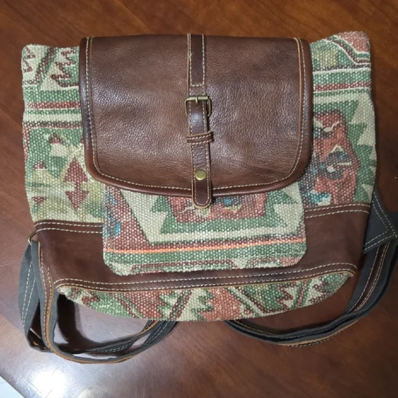 Myra Bag Brown and White Patterned Handbag - Picture 1 of 6